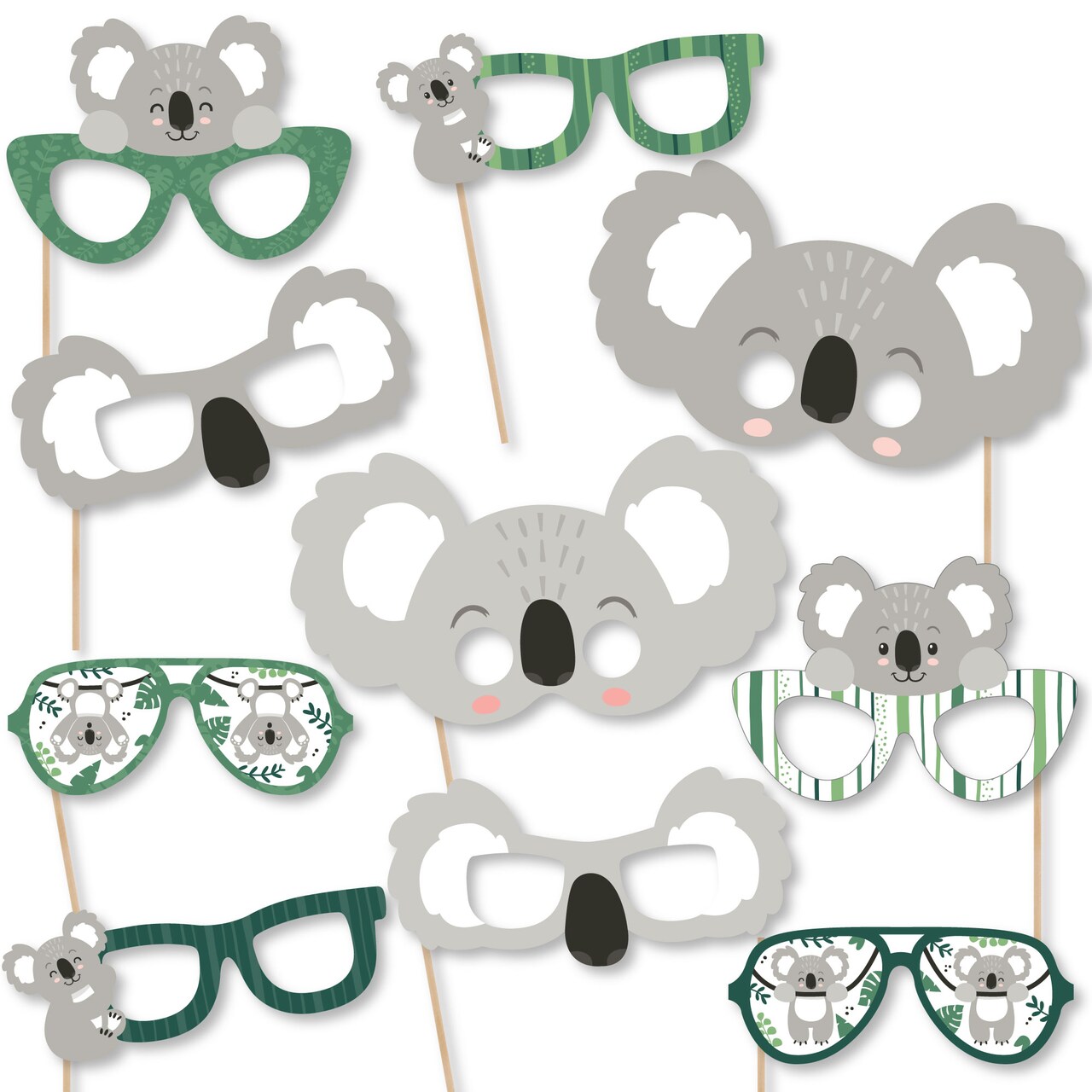 Big Dot of Happiness Koala Cutie Glasses and Masks - Paper Card Stock Bear Birthday Party and Baby Shower Photo Booth Props Kit - 10 Count
